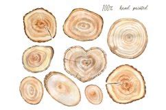 Watercolor Wood Slice Clipart Rustic Slices Clip Art