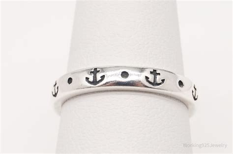 Retired James Avery Anchor Pattern Sterling Silver Ri Gem