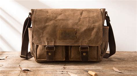 Waxed Canvas Messenger Bags For Men Vintage Shoulder Bag For Men Iwalletsmen