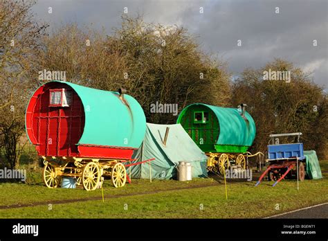 Romani Gypsy Camp At The Roadside On The B3407 Hampshire England