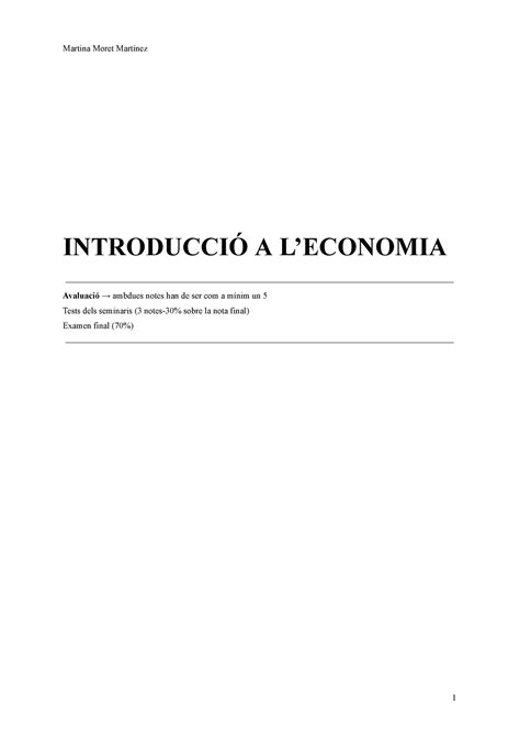 Introducció A L Economia INTRODUCCIÓ A LECONOMIA Avaluació