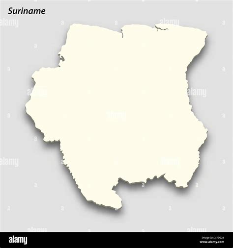 D Isometric Map Of Suriname Isolated With Shadow Paper Card Style