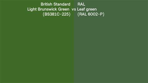 British Standard Light Brunswick Green Bs381c 225 Vs Ral Leaf Green