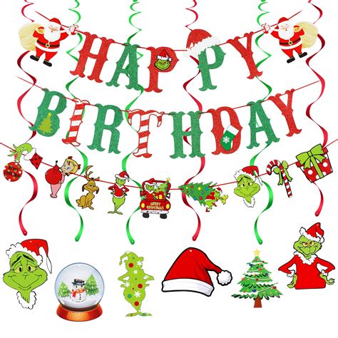 Buy Grinch Happy Birthday Banner Red Green The Grinch Birthday Banner ...