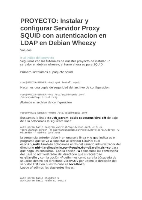 Docx Proyectproyecto Instalar Y Configurar Servidor Proxy Squid Con