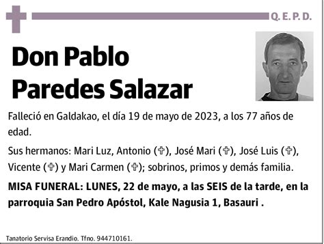 Pablo Paredes Salazar Esquela El Correo