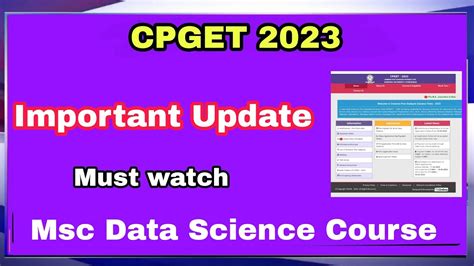 Cpget Important Update Msc Data Science Course Details Cpget