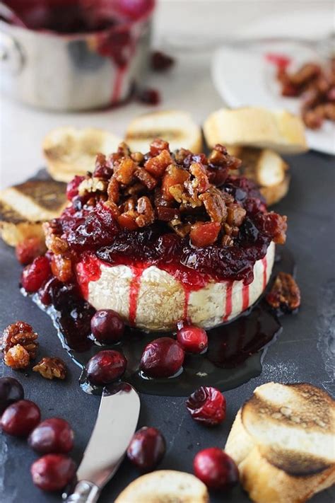 Baked Brie With Candied Pancetta Pecans And Spicy Cranberries