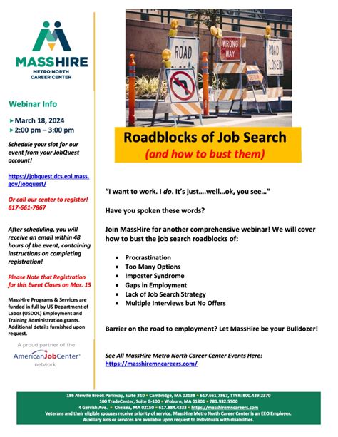 Roadblocks Of Job Search MassHire Metro North Career Center