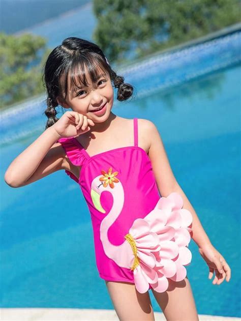 Aonihua Flamingo Lovely One Piece Swimwear เด็ก แฟชั่นผู้หญิง