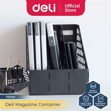 Jual Deli File Tray Rak Box File Bahan Plastik Dua Warna Sekat