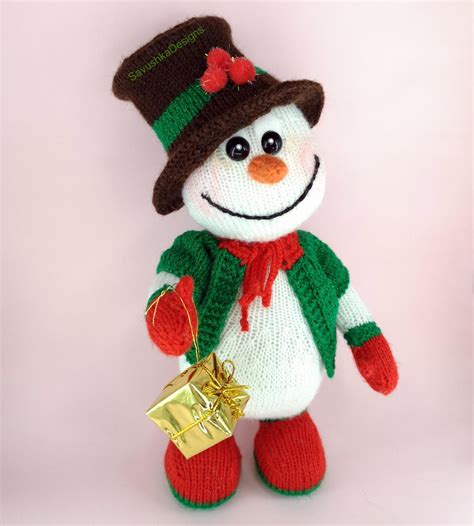 Snowman Knitting PATTERN Christmas Toy New Year Decor Snowman Etsy