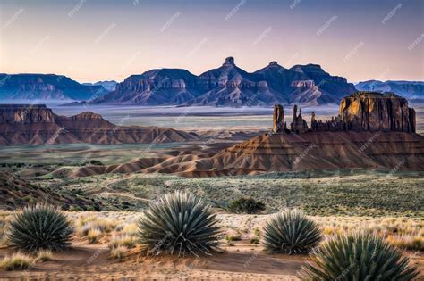 Premium AI Image | Desert landscape with mountains