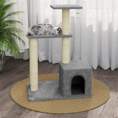 ZUO Arbre à chat avec griffoirs en sisal Gris clair 71 cm 49