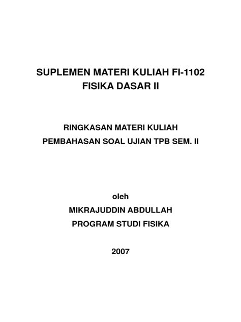 Modul Fisika Dasar Semester 2 Pdf