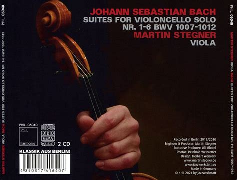 Martin Stegner Bach Suites For Violoncello Solo No Bwv