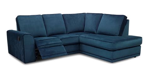 Orka Velvet Left Hand Facing Arm Open End Manual Recliner Corner Sofa DFS