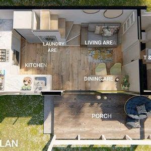 Sqm Tiny House Plan With Porch And Loft Basic Floor Plan With