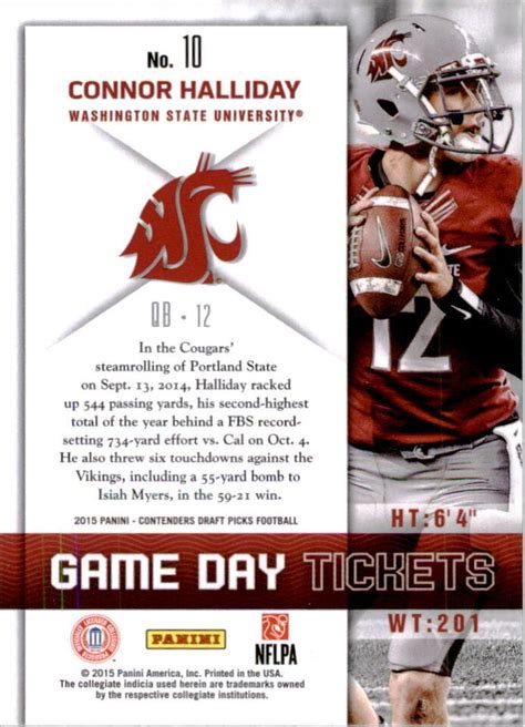 Panini Contenders Draft Picks Game Day Tickets Connor Halliday