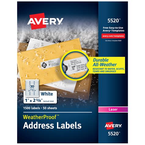 Avery 5520 TrueBlock 1 X 2 5 8 Weatherproof White Mailing Address