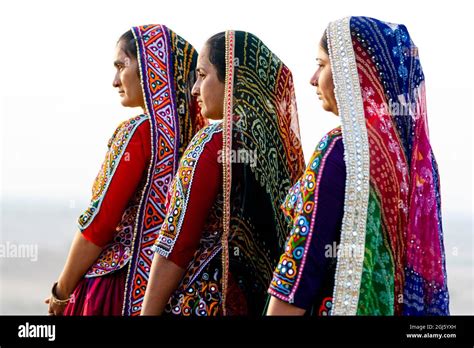 India Gujarat Bhuj Great Rann Of Kutch Ahir Tribe Women From The