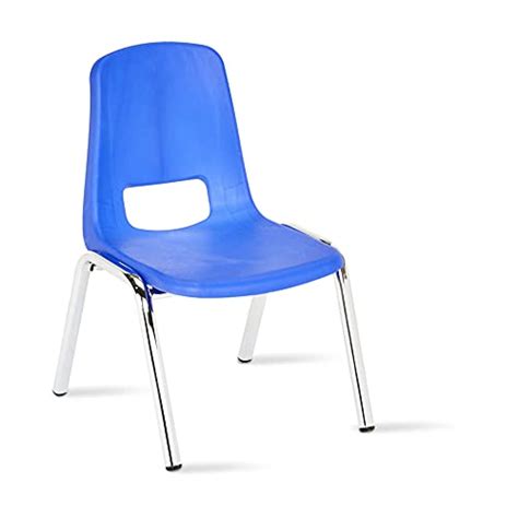 Amazon Basics School Classroom Stack Chair 16 Inch Seat Height 6 Pack Chrome Legs Blue