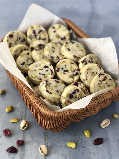 Cranberry Pistachio Shortbread Cookies