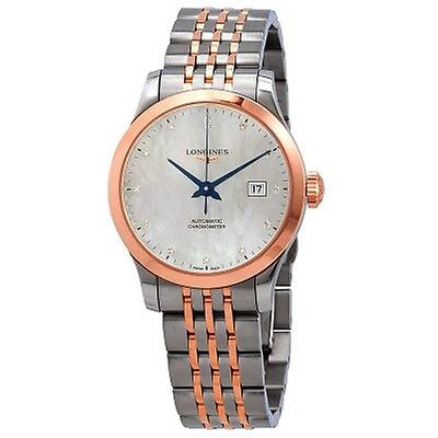 longines record automatic white dial mens