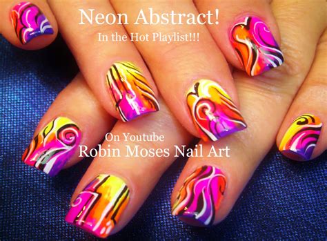 Nail Art By Robin Moses Super Fun And Trendy NEON Bright Nail Tutorial