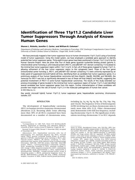 Pdf Identification Of Three P Candidate Liver Tumor Suppressors