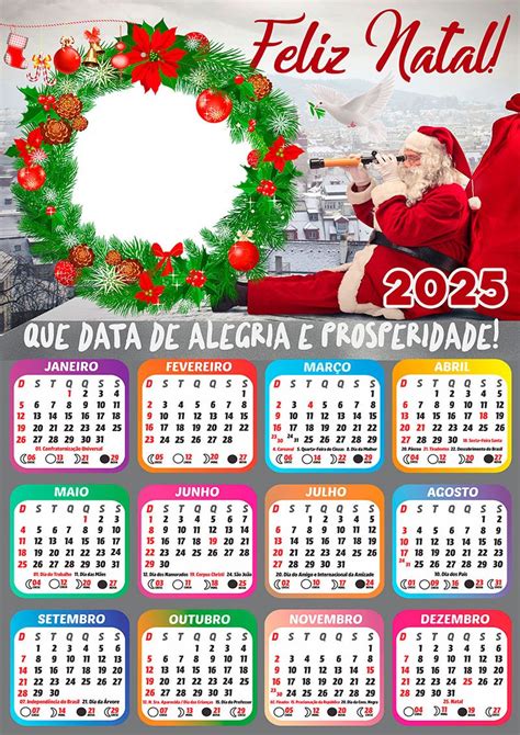 Calendário 2025 Feliz Natal Data de Alegria e Prosperidade em PNG Arte