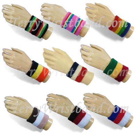 2.5 inch Multi-color Striped Sweat Wristbands for Sports : Terry sweat wristbands, terry cloth ...