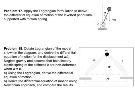 Solved Problem Apply The Lagrangian Formulation To Chegg