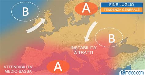 TENDENZA METEO ITALIA Fine Luglio Con Anticiclone Poco Convincente