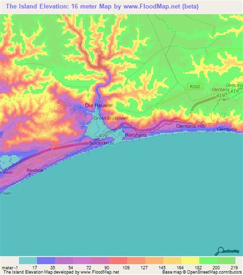 Elevation of The Island,South Africa Elevation Map, Topography, Contour