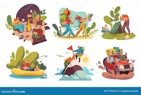 Camping De Turistas Caminantes Aventuras En La Ilustraci N Vectorial