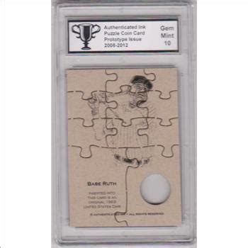 Graded Gem Mint Babe Ruth Authenticated Ink Puzzle Prototype Card