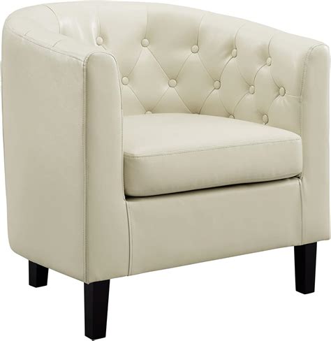 Emma Accent Chair Button Tufted Faux Leather Barrel Chair