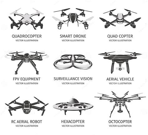 Isolated Rc Drone Logo Collection On White Uav Technology Logotype Set