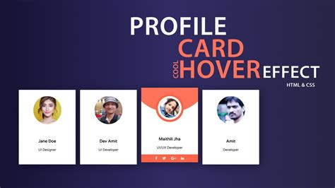 Profile Card Ui Design Cool Hover Effect Responsive Profile Card Ui