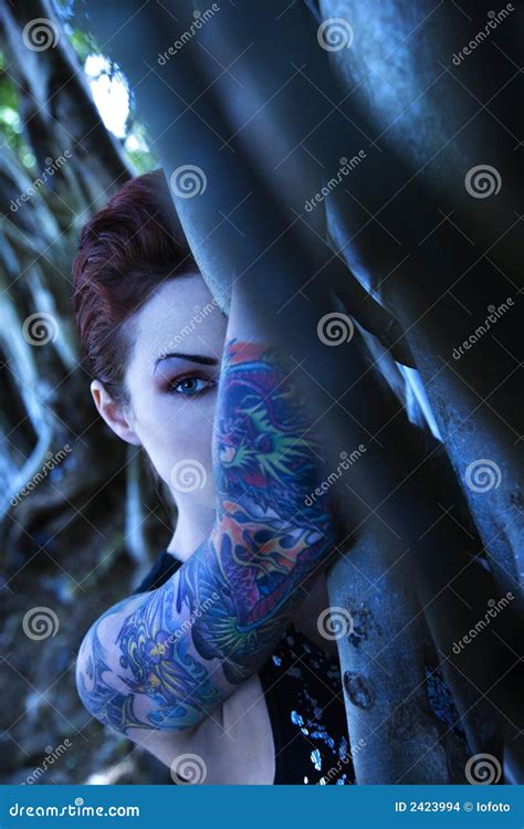 Portrait Of Tattooed Woman Stock Photo Image Of Beautiful Beauty