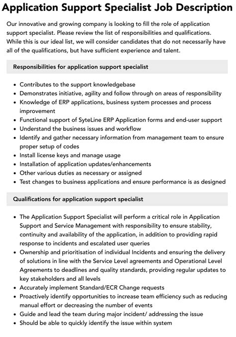 Application Support Specialist Job Description Velvet Jobs