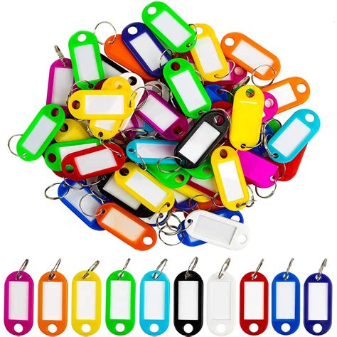 Pcs Plastic Keychain Key Tags Id Label Name Tags Split Ring