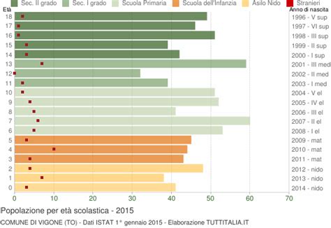 Popolazione per classi di Età Scolastica 2015 Vigone TO