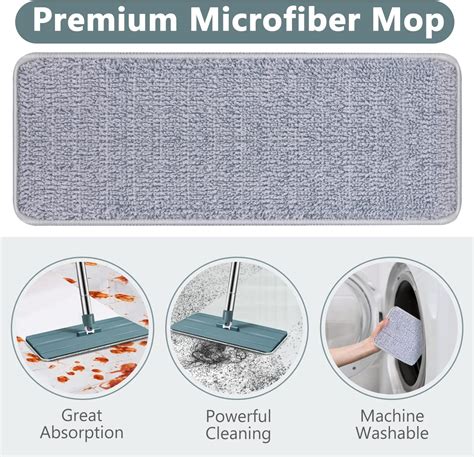 Floor Mop And Bucket Set Aifacay Flat Mop Bucket System Flexible Mop Head 8 Reusable Microfiber