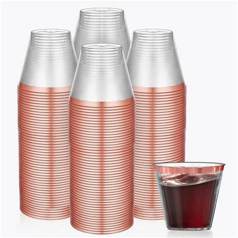 100 Pack Rose Gold Cups For Party Plastic Cups 9 Oz