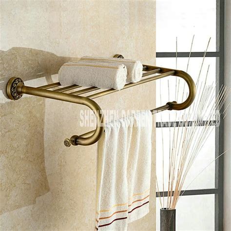 New Fashion European Style Antique Brass Towel Rack Shelf Bathroom