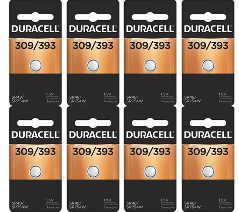 8 Duracell 309 393 Watch Calculator Silver Oxide Battery SR48 SR754W