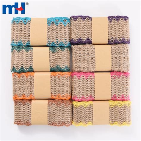 40mm Wavy Pattern Natural Jute Burlap Braided Decorative Ribbon