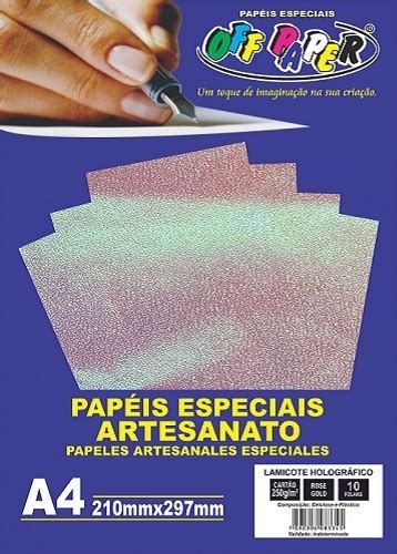 Papel Lamicote A4 250g Holográfico Rose Gold Off Paper 10 Folhas